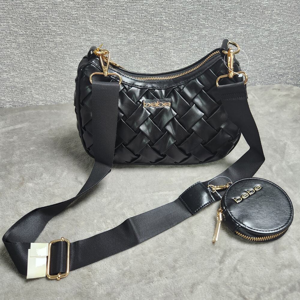 Bebe E02-5355 Luca Crossbody w/ Coin Pouch Black New